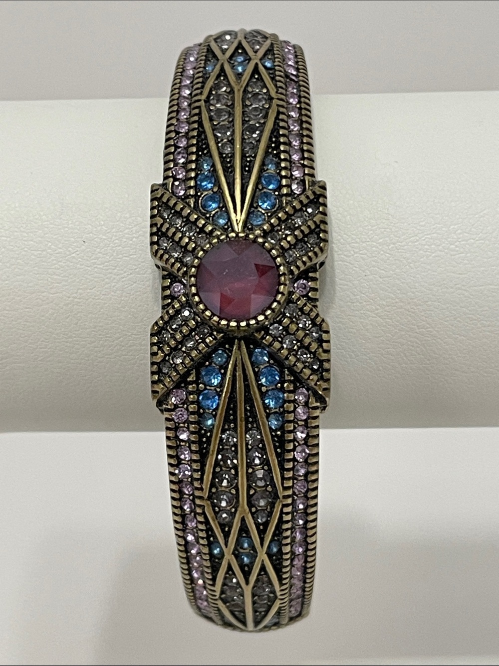 Heidi Daus Vintage-Inspired “Tapered X” Purple and Blue Crystal Hinged Bangle